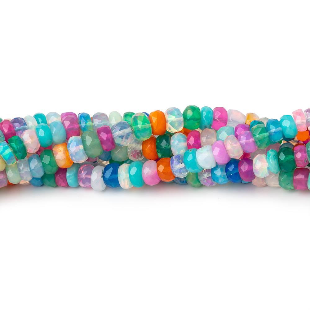 4-5mm Neon Multi Color Ethiopian Opal Faceted Rondelles 16 inch 163 Beads AA