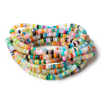 4-5mm Neon Multi Color Ethiopian Opal Plain Rondelle Beads 16 inch 184 pieces