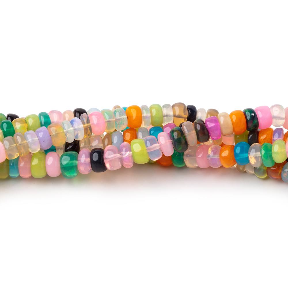 4-5mm Neon Multi Color Ethiopian Opal Plain Rondelle Beads 16 inch 184 pieces