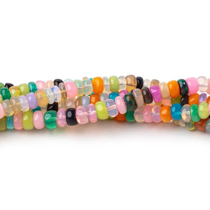 4-5mm Neon Multi Color Ethiopian Opal Plain Rondelle Beads 16 inch 184 pieces