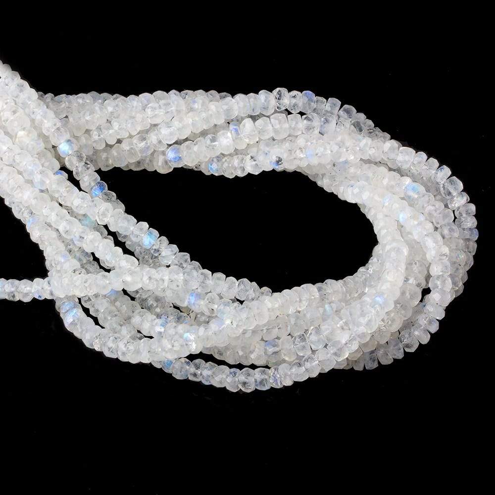 4-5mm Rainbow Moonstone Faceted Rondelle Beads 14 inch 110 pieces AA
