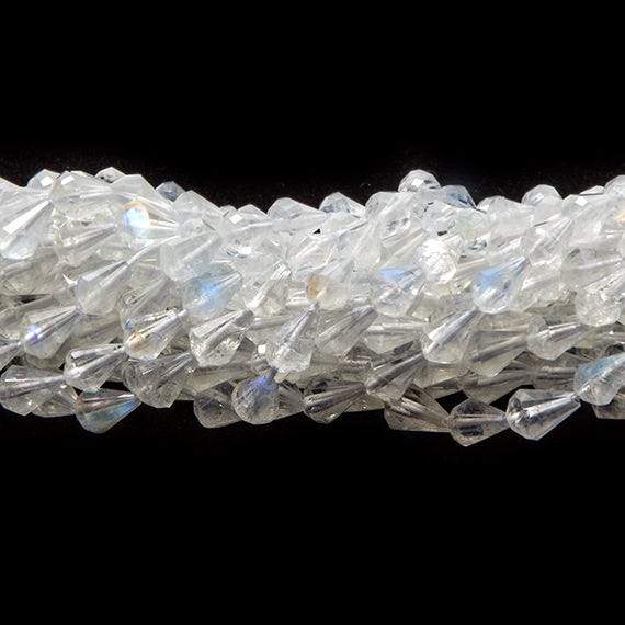 4-5mm Rainbow Moonstone faceted tear drops 16 inch 75 beads