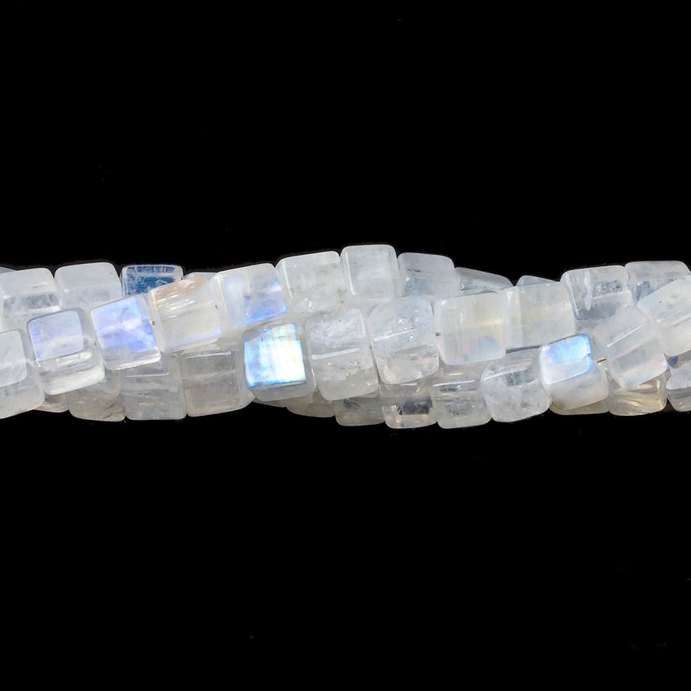 4-5mm Rainbow Moonstone Plain Cube Beads 14.5 inches 74 beads