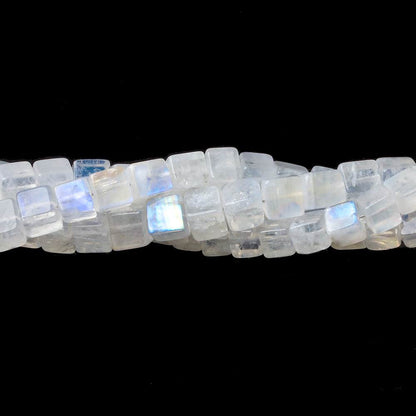 4-5mm Rainbow Moonstone Plain Cube Beads 14.5 inches 74 beads