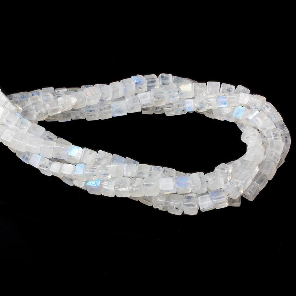 4-5mm Rainbow Moonstone Plain Cube Beads 14.5 inches 74 beads