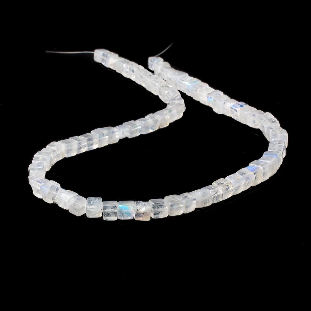 4-5mm Rainbow Moonstone Plain Cube Beads 14.5 inches 74 beads