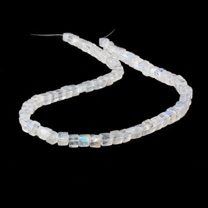 4-5mm Rainbow Moonstone Plain Cube Beads 14.5 inches 74 beads