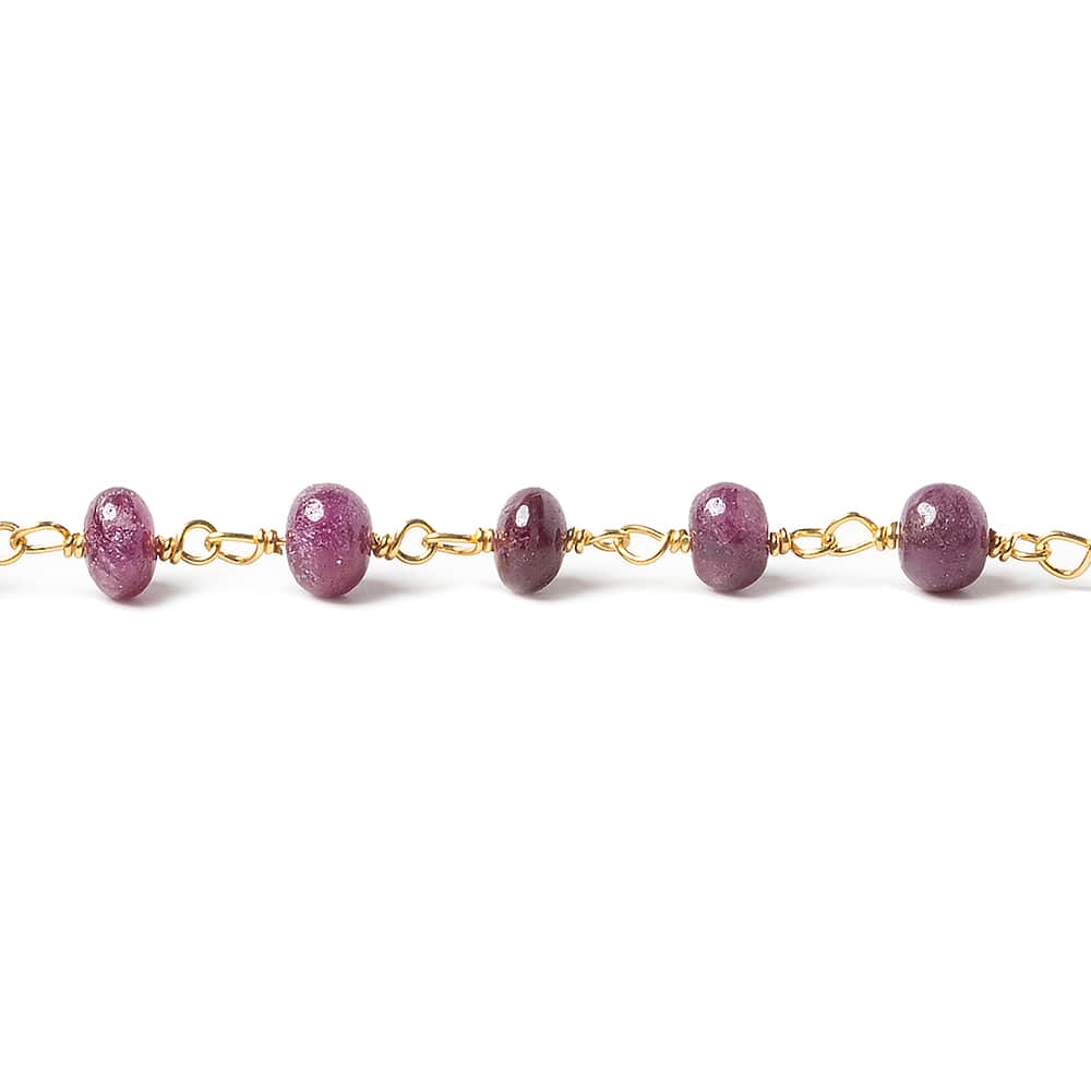 4-5mm Ruby plain rondelle Vermeil Chain by the foot