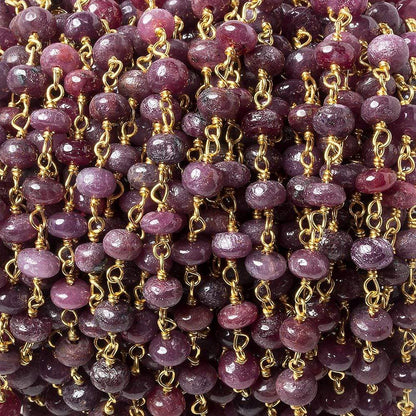 4-5mm Ruby plain rondelle Vermeil Chain by the foot