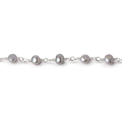 4-5mm Silver Petite Baroque Pearls on .925 Silver Chain