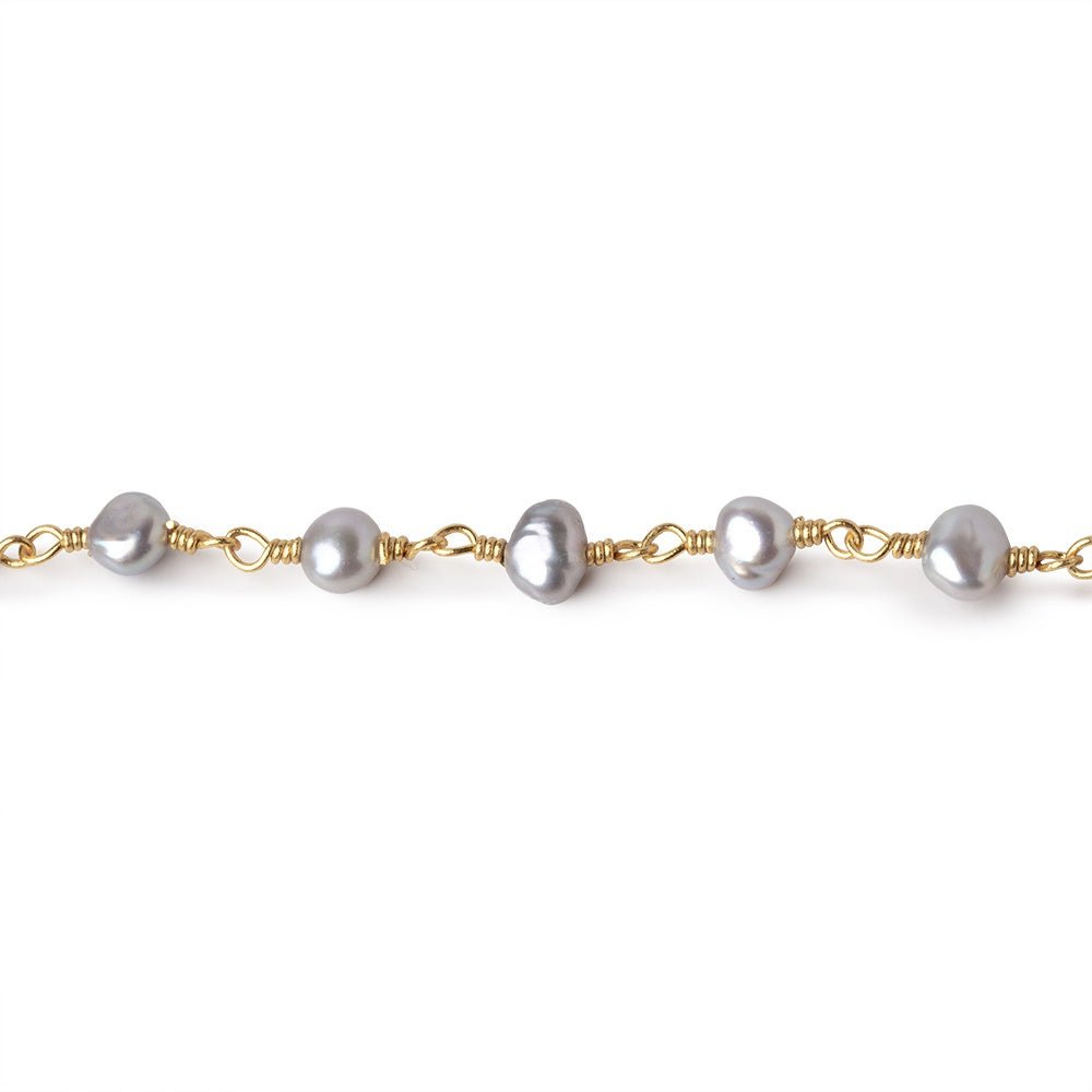 4-5mm Silver Petite Baroque Pearls on Vermeil Chain