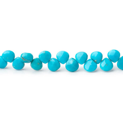 4-5mm Sleeping Beauty Turquoise Faceted Hearts 8 inch 60 Beads AA