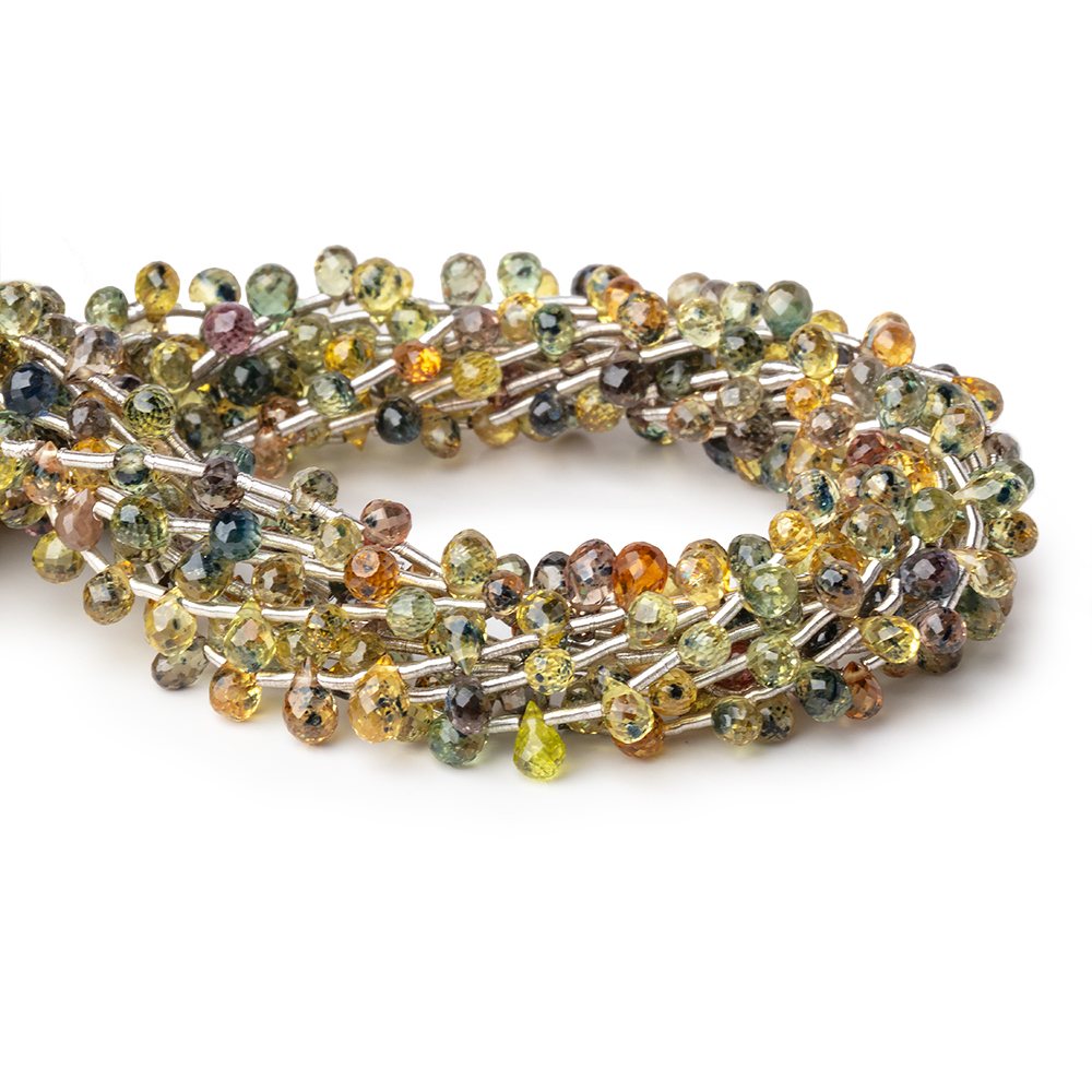 4-5mm Songea Sapphire Micro Faceted Tear Drop Beads 7.5 inch 33 pieces