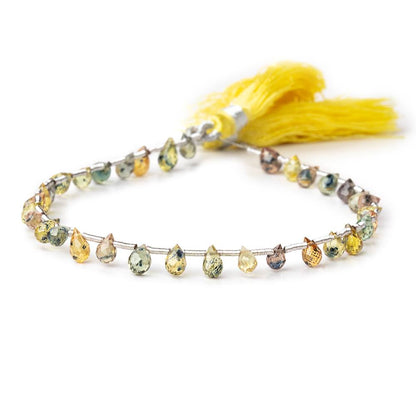 4-5mm Songea Sapphire Micro Faceted Tear Drop Beads 7.5 inch 33 pieces