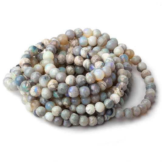 4-6.5mm Australian Opal Faceted Rounds 18 inch 88 beads A Grade