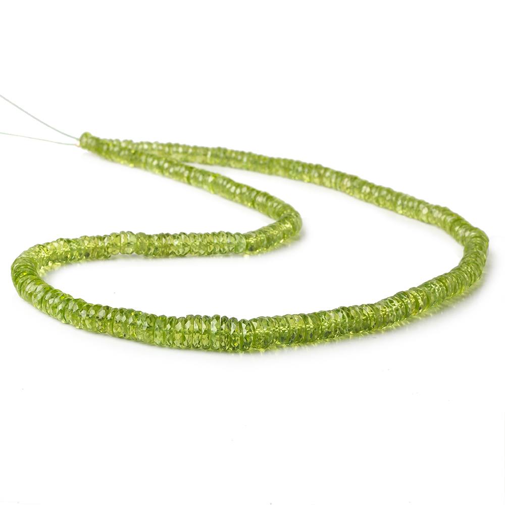 4-6.5mm Peridot faceted Heshi beads 16 inch 255 beads AA