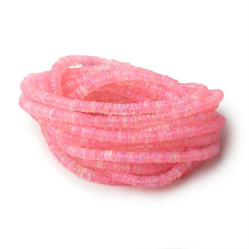 4-6.5mm Pink Ethiopian Opal Faceted Heishi 16 inch 230 Beads AA