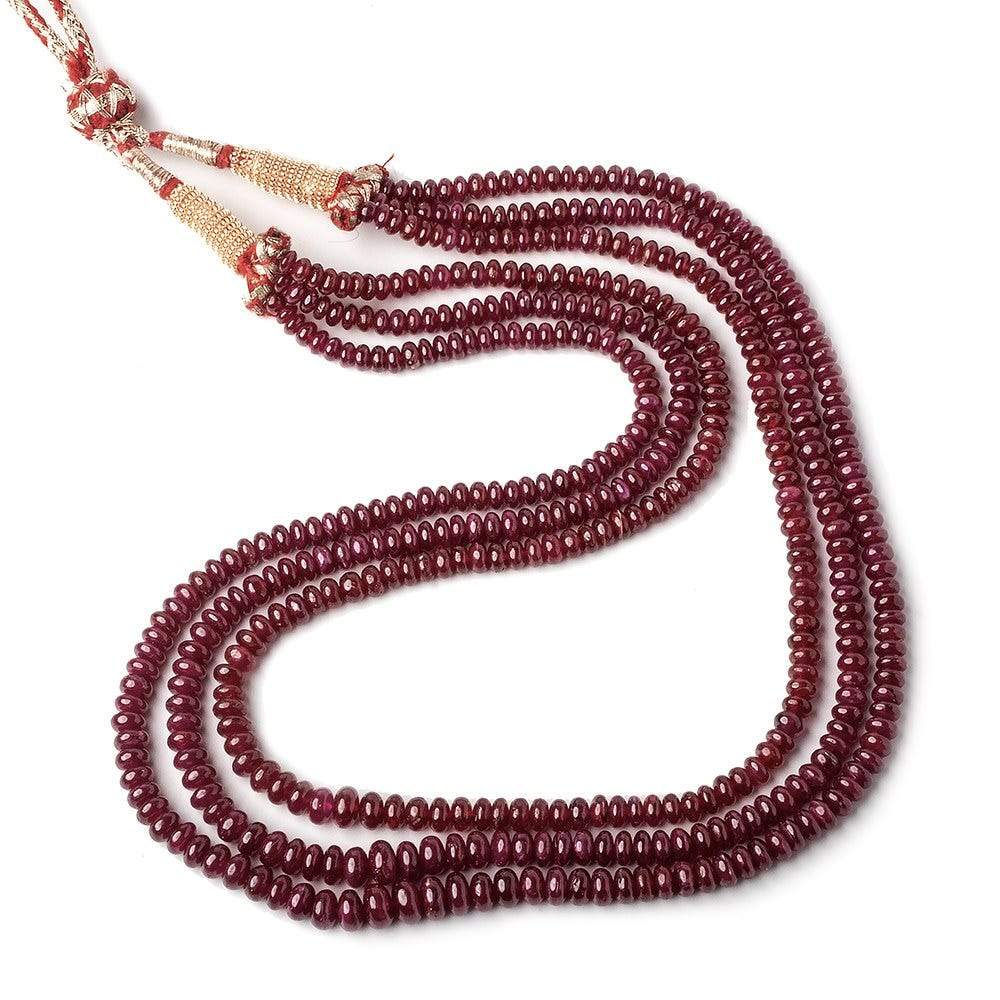 4-6.5mm Ruby plain rondelle Beads 3 Strands 49 inches