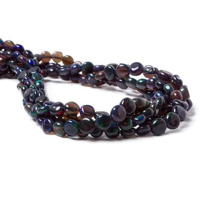 4 - 6mm Blue Ethiopian Opal Plain Coin Beads 18 inch 84 pieces