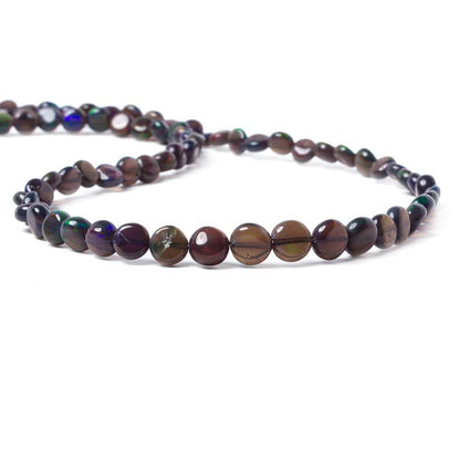 4 - 6mm Blue Ethiopian Opal Plain Coin Beads 18 inch 84 pieces