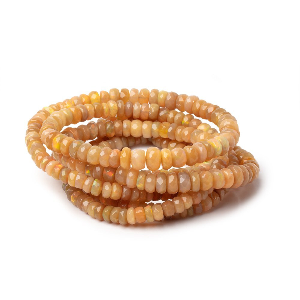 4-6mm Dark Golden Ethiopian Opal Faceted Rondelles 16 inch 157 Beads