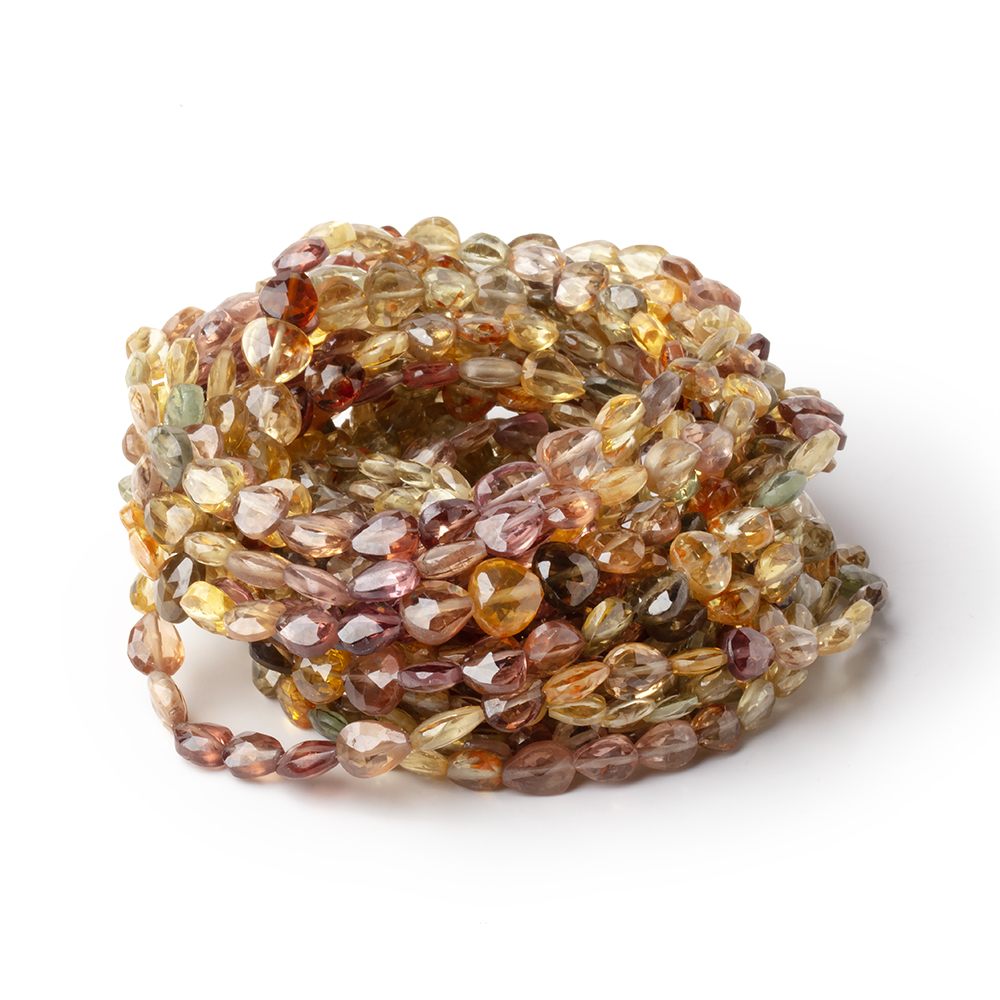 4-6mm Multi Color Golden Zircon Faceted Heart 16 inch 87 Beads AA