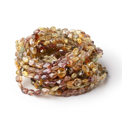 4-6mm Multi Color Golden Zircon Faceted Heart 16 inch 87 Beads AA