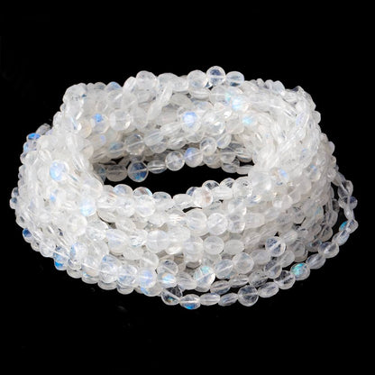 4-6mm Rainbow Moonstone Faceted Coin Beads 15 inch 82 pieces AA