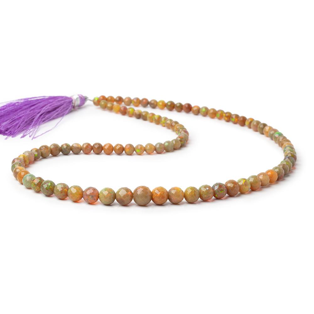 4-7.5mm Dark Golden Ethiopian Opal Faceted Rounds 18 inch 91 Beads AA
