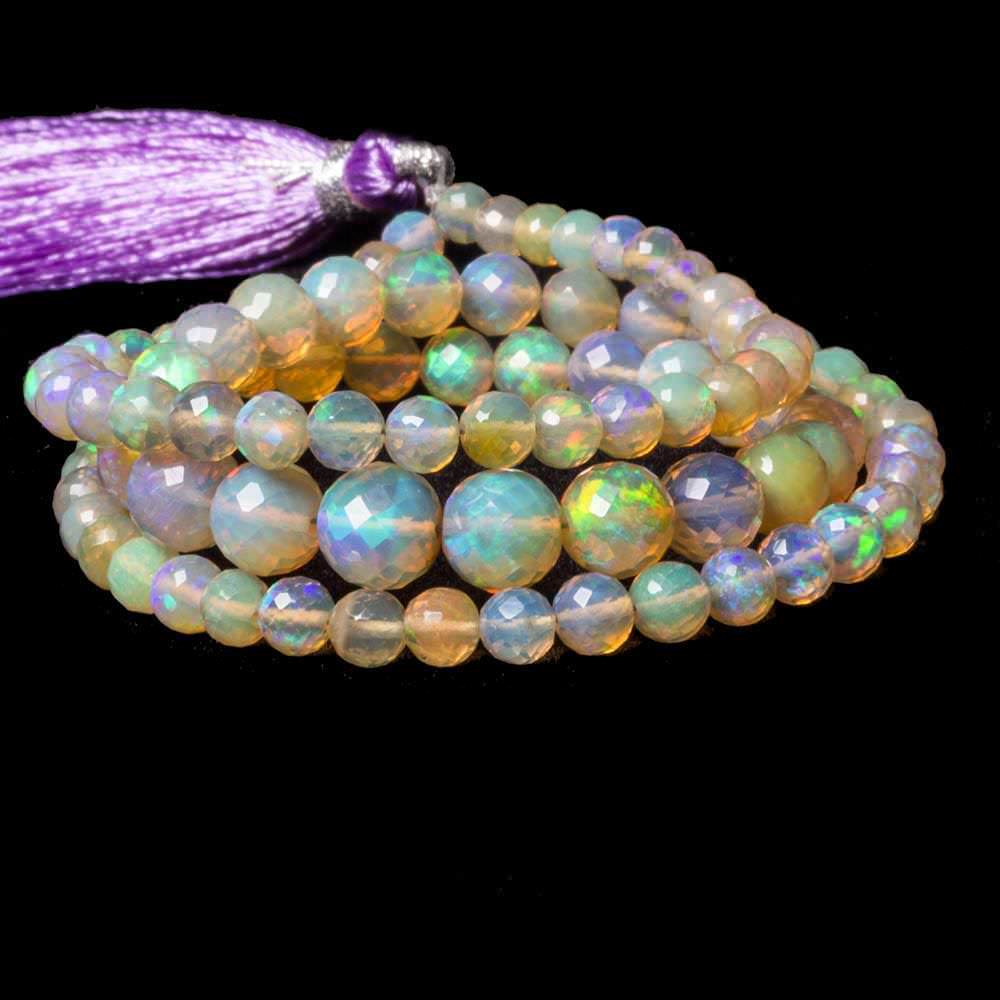 4-7.5mm Ethiopian Opal faceted round beads 16 inch 91 pieces