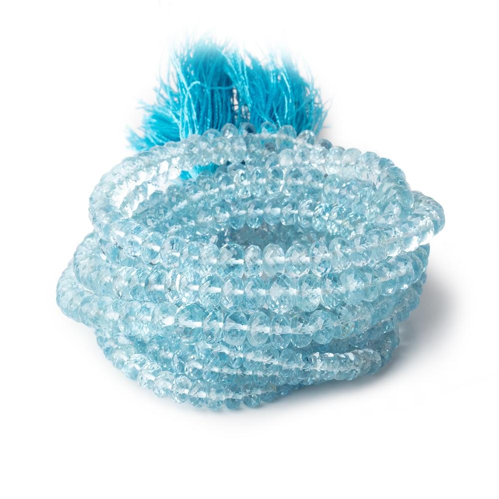 4-7mm Aquamarine Faceted Rondelle Beads 16 inch 142 pieces AA