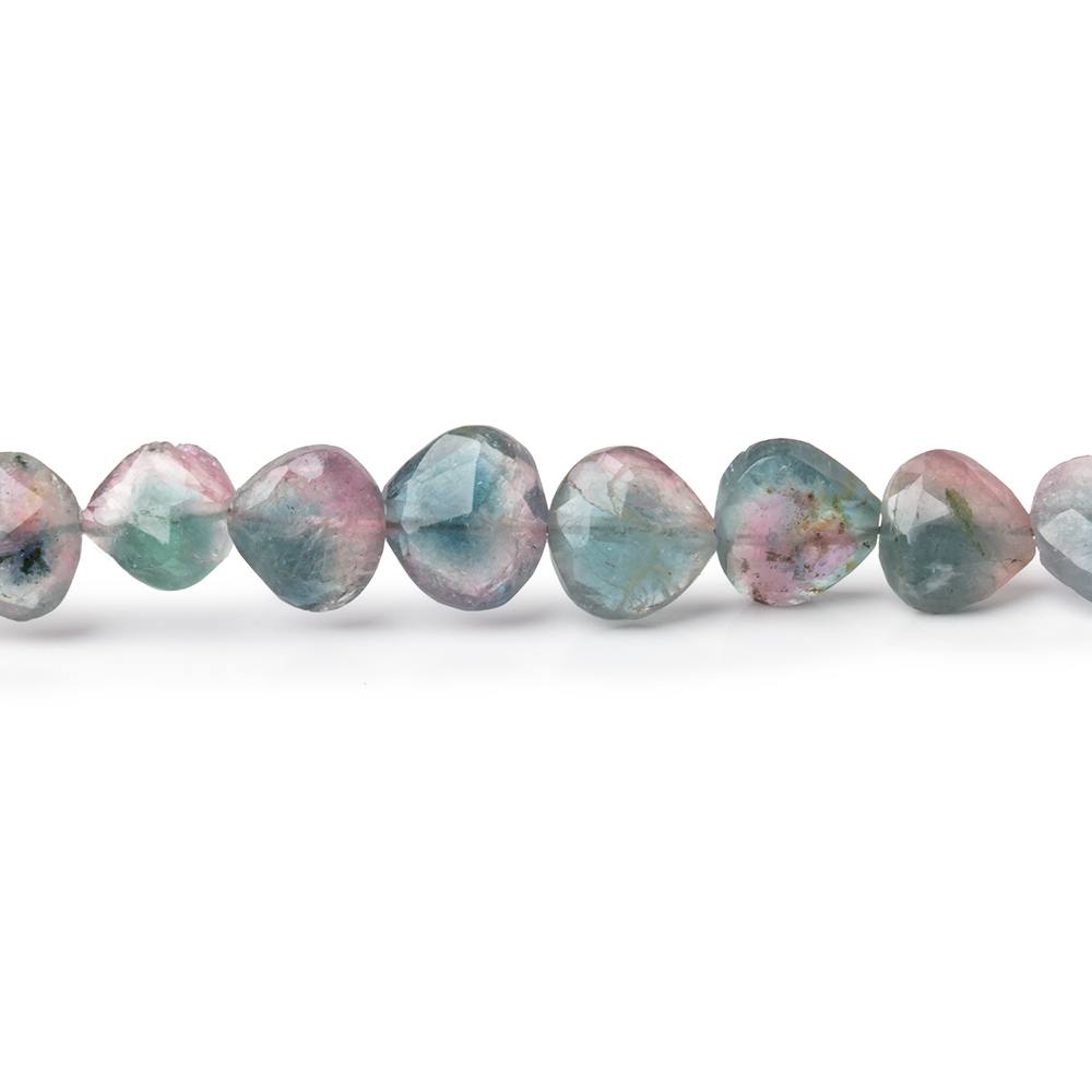 4-7mm Bi-Color Indicolite Tourmaline Faceted Heart 15.5 inch 75 Beads