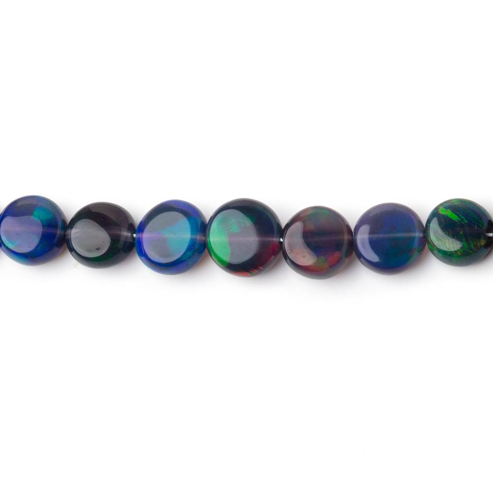 4-7mm Black Ethiopian Opal Plain Coin Beads 15.5 inch 81 pieces AA