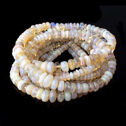 4-7mm Cream & Golden Australian Opal plain rondelles 18 inch 190 beads