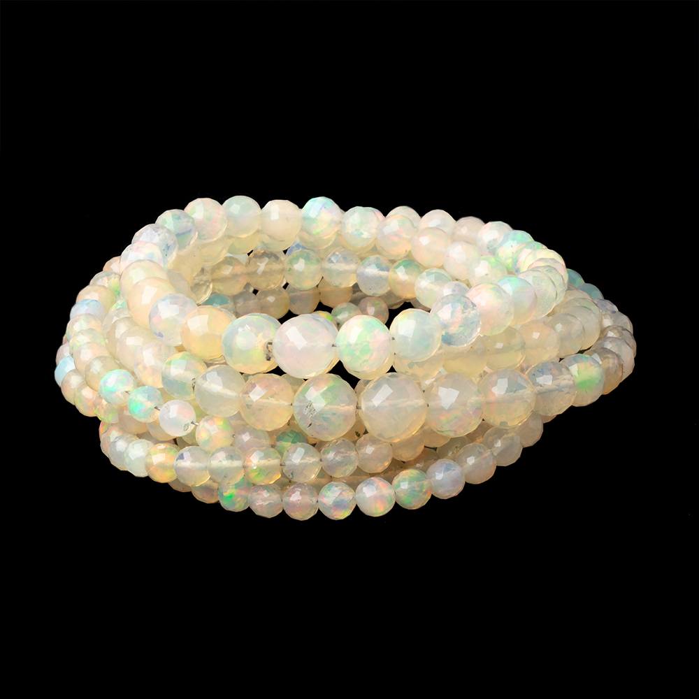 4-7mm Creamy Ethiopian Opal Faceted Rounds 17 inch 97 Beads AAA