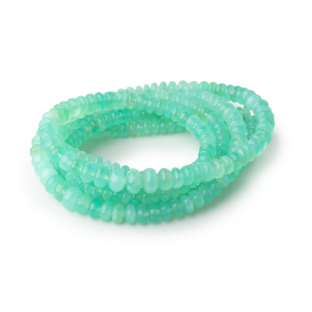 4-7mm Green Tanzanian Opal plain rondelles 18 inch 169 beads AA