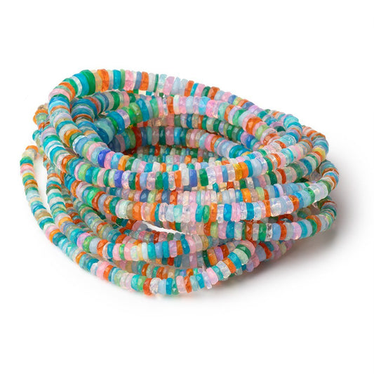 4-7mm Multi Color Ethiopian Opal Faceted Heishi 15.5 inch 240 Beads AA