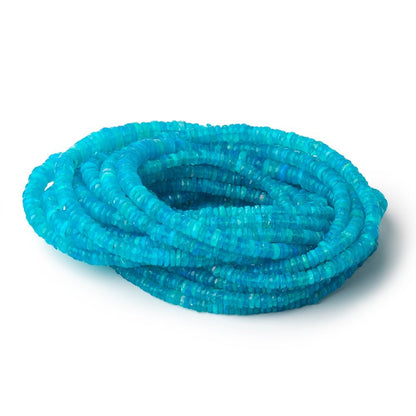 4-7mm Neon Blue Ethiopian Opal Faceted Heishi 14 inch 200 Beads AA