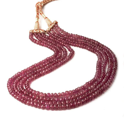 4-7mm Ruby faceted rondelle beads 70 inches 4 strands