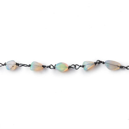 4-7mm Ethiopian Jelly Opal Plain Nuggets on Black Gold .925 Chain