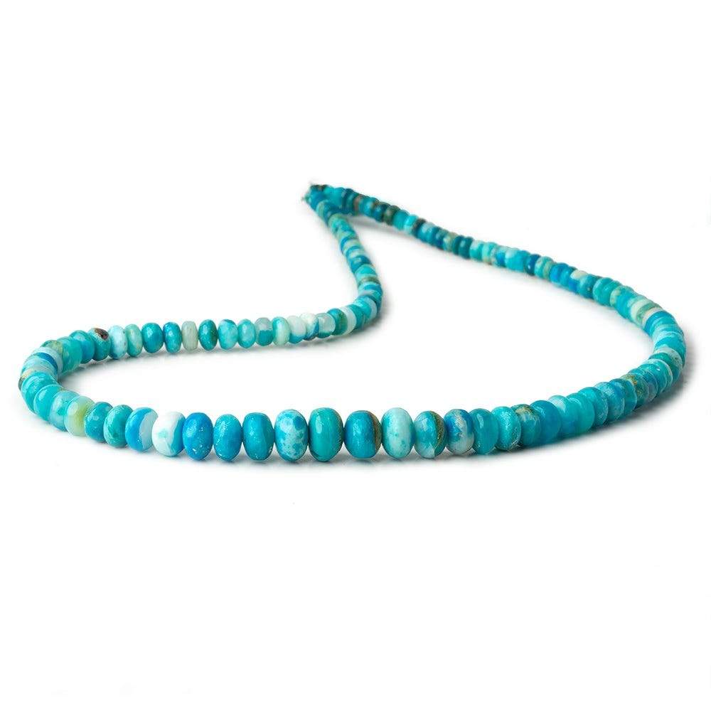4-8.5mm Peruvian Blue Opalina plain rondelles 18 inch 135 beads A