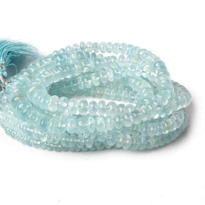 4-8mm Aquamarine Plain Rondelles 16 inch 105 beads A