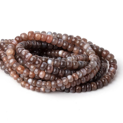 4-8mm Chocolate Moonstone Plain Rondelle Beads 16 inch 80 pieces