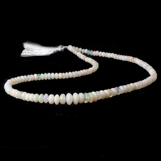4-8mm Cream White Ethiopian Opal Plain Rondelles 16 inch 119 beads AA