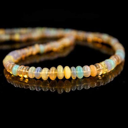 4-8mm Cream White Ethiopian Opal Plain Rondelles 16 inch 119 beads AA