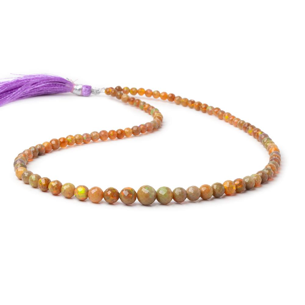 4-8mm Dark Golden Ethiopian Opal Faceted Rounds 18 inch 91 Beads AA