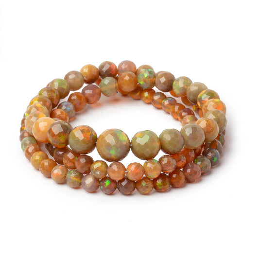 4-8mm Dark Golden Ethiopian Opal Faceted Rounds 18 inch 91 Beads AA