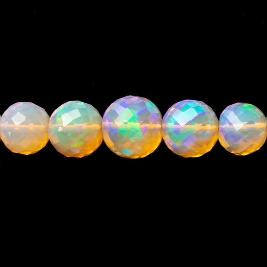 4-8mm Golden Ethiopian Opal Faceted Rounds 18 inch 94 Beads AAA