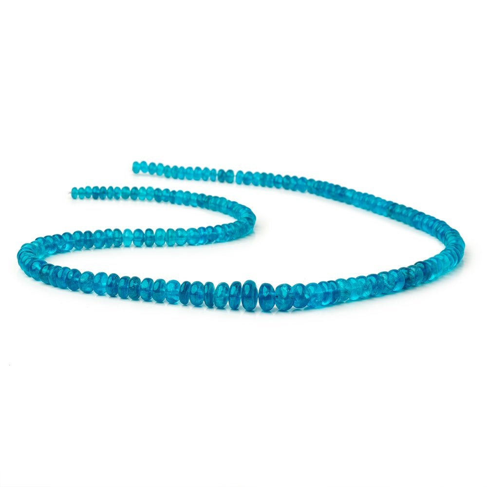 4-8mm Neon Blue Apatite Plain Rondelle Beads 18 inch 156 pieces A