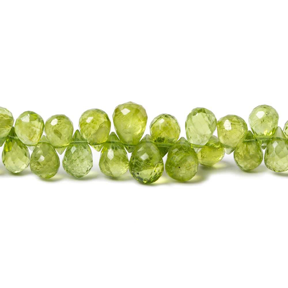 4-8mm Peridot Beads Tear Drop Briolette 9.25 inch 94 pieces